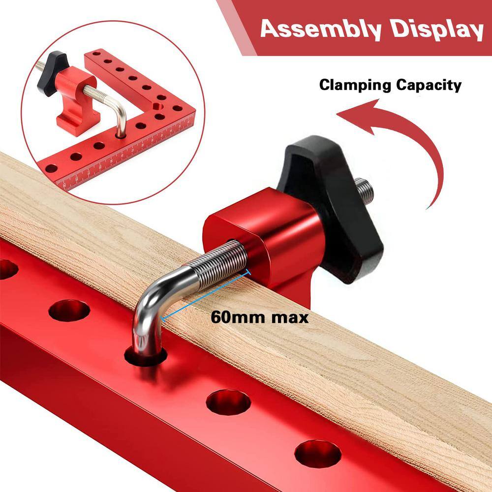Angel Sar 4-Pack 90 Degree Carpenter Positioning Right Angle Clamps, 5.5 in Profession Woodworking Lumber Accessories (Red)