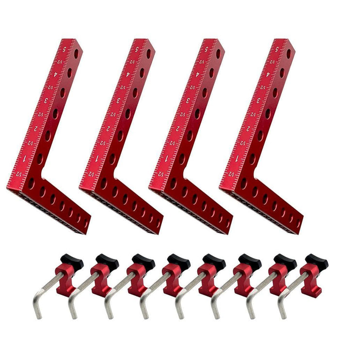 Angel Sar 4-Pack 90 Degree Carpenter Positioning Right Angle Clamps, 5.5 in Profession Woodworking Lumber Accessories (Red)