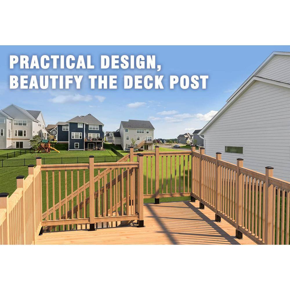 Angel Sar 3.5 in. x 3.5 in. Wood Fence Post Caps, PP Plastic Water-Proof UV-Proof, Keep Post from Cracking and Rotting (24-Pack)
