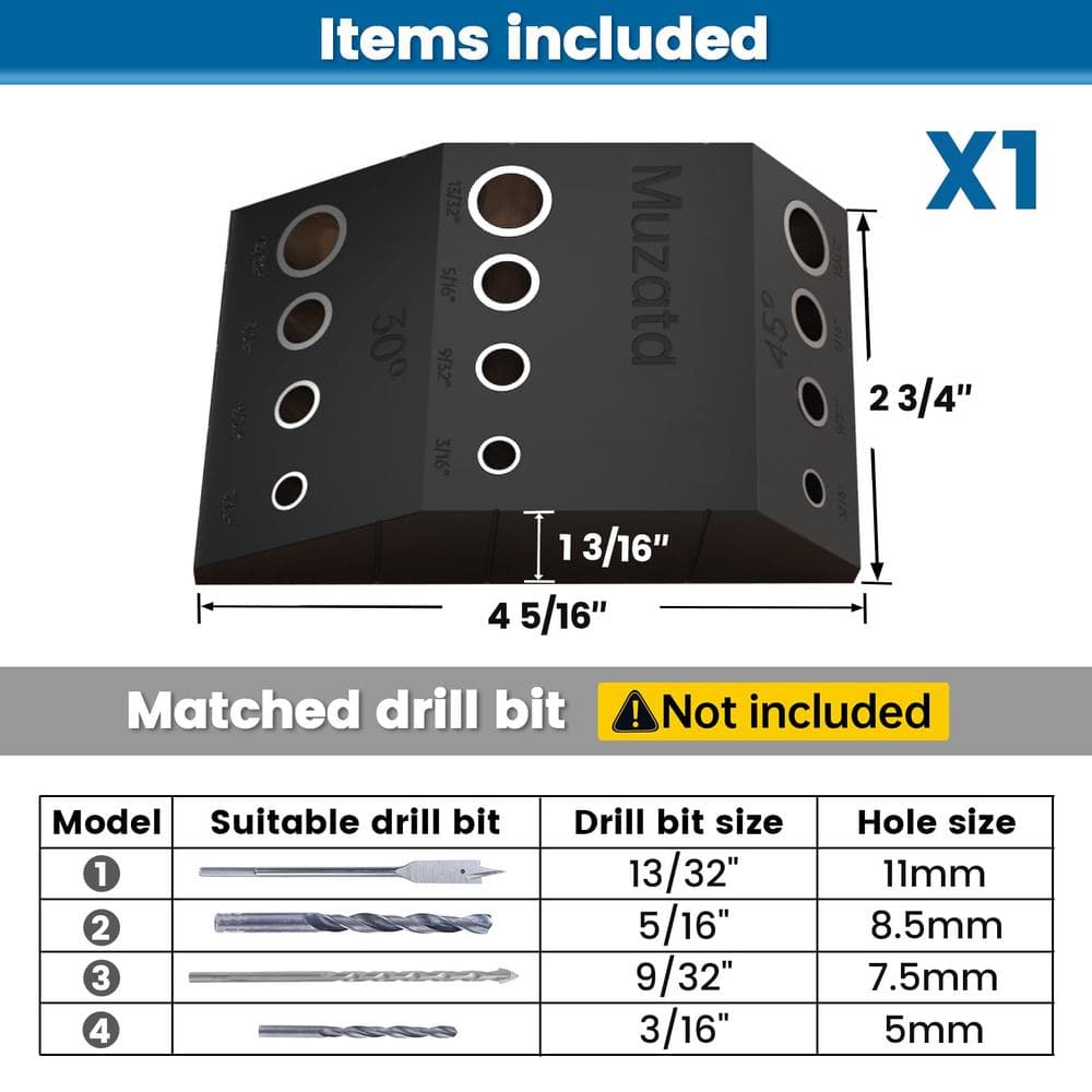 Angel Sar 30° 45° 90° Multi Angle Drill Guide Fit, Cable Railing Kit for Straight and Angle Hole Wood Post