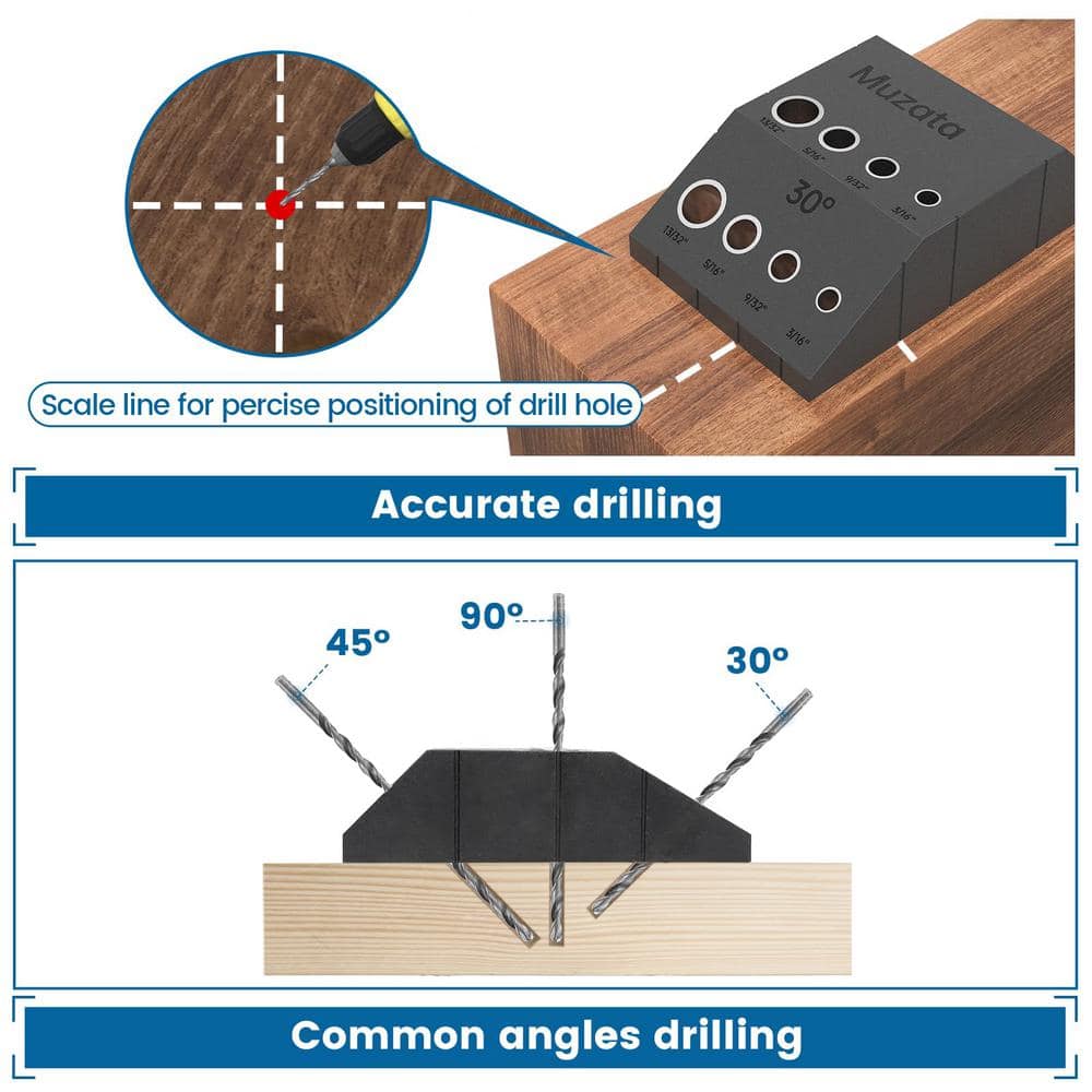 Angel Sar 30° 45° 90° Multi Angle Drill Guide Fit, Cable Railing Kit for Straight and Angle Hole Wood Post