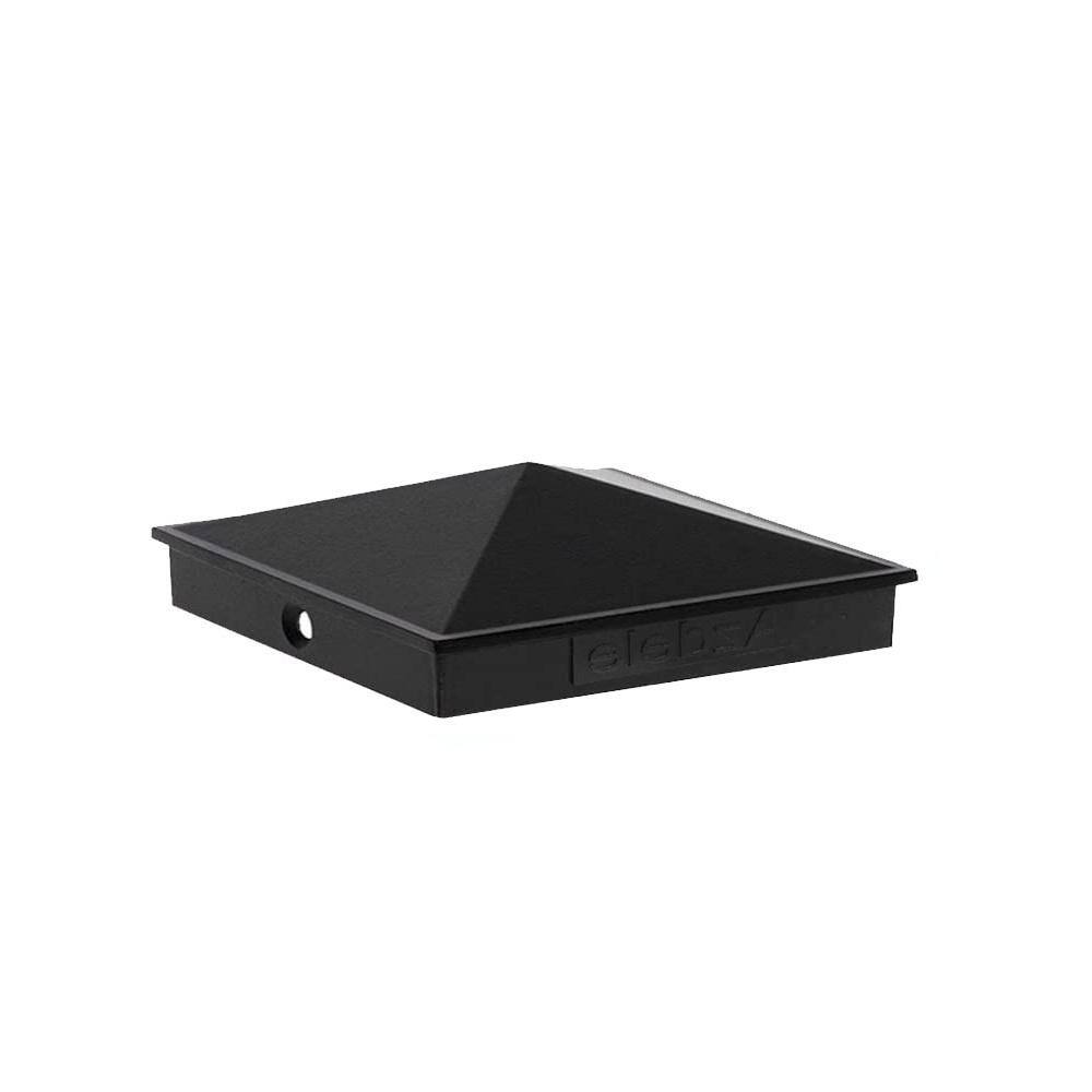 Angel Sar 6 in. x 6 in. Black Aluminum Pyramid Post Caps for Wood Post with Matte Finish Powder Coated Surface for Fence (4-Pack)