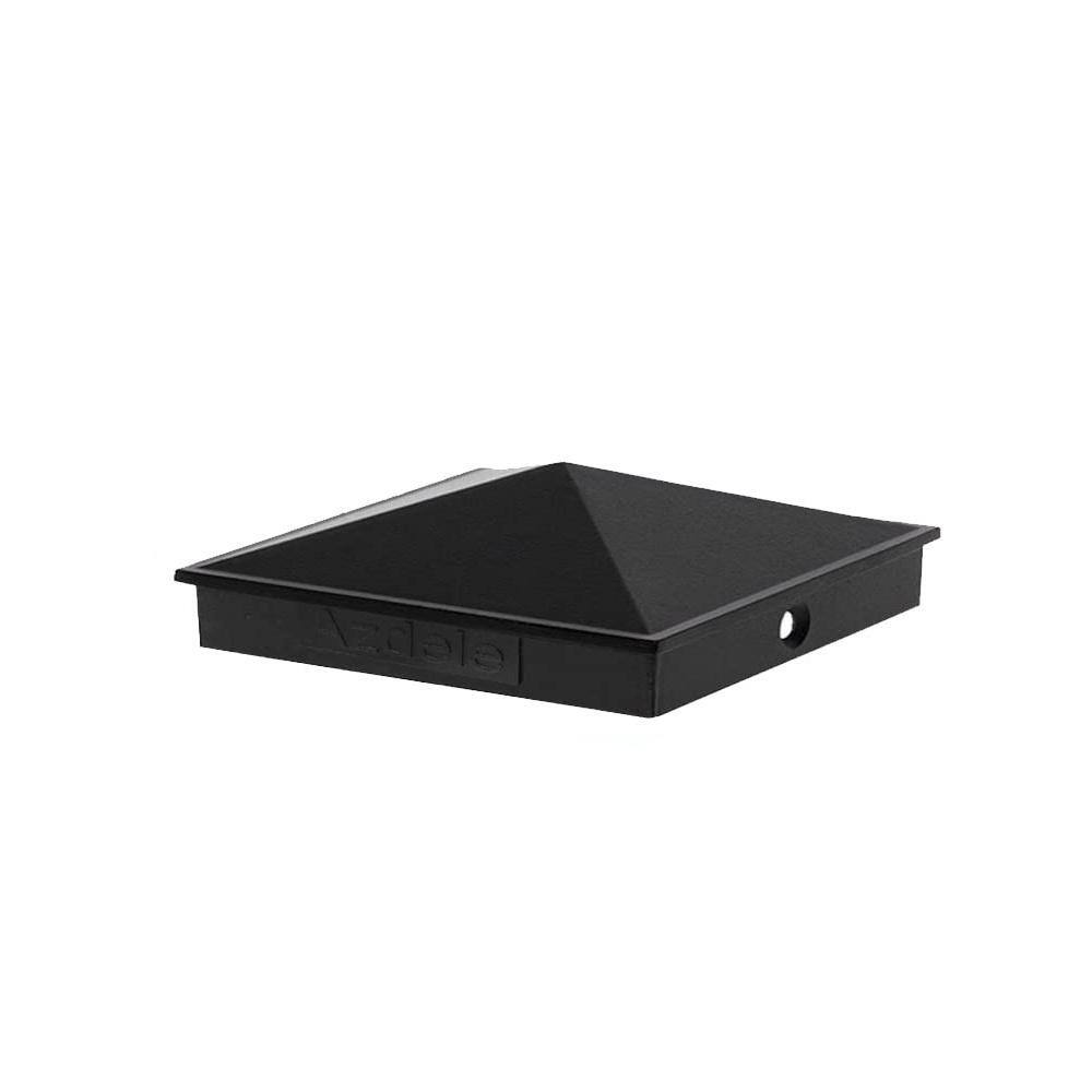Angel Sar 6 in. x 6 in. Black Aluminum Pyramid Post Caps for Wood Post with Matte Finish Powder Coated Surface for Fence (4-Pack)