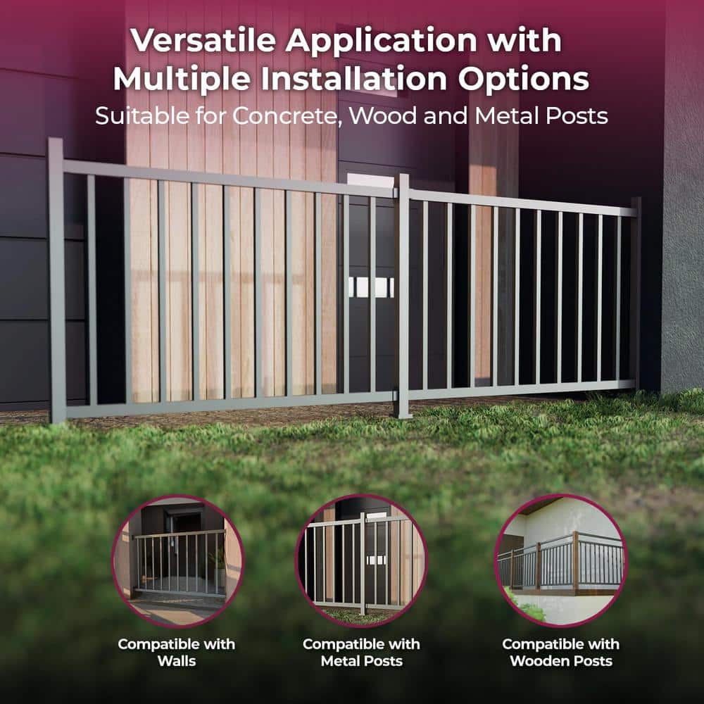 Angel Sar 48 in. H x 36 in. W Black Iron Stair Railing Kit, for Deck, Wrought Iron Deck Railing Kit and Porch Railing