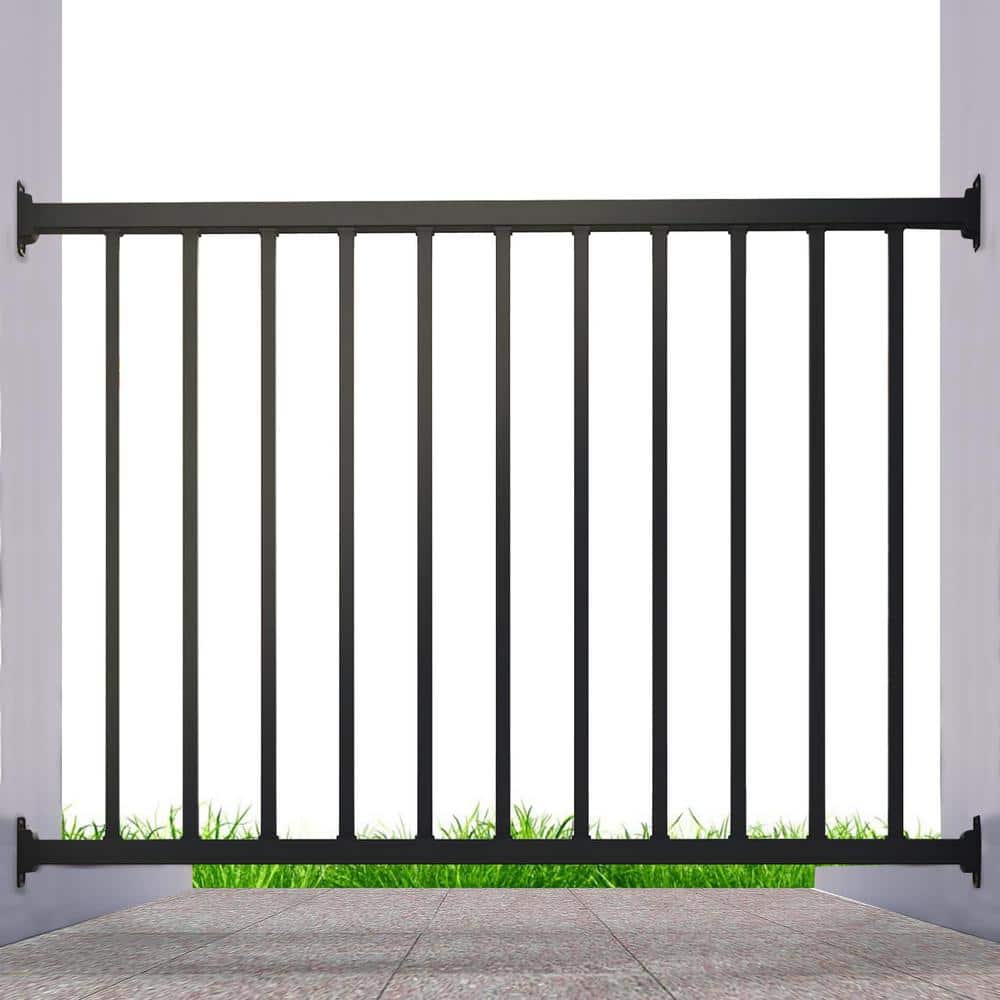 Angel Sar 48 in. H x 36 in. W Black Iron Stair Railing Kit, for Deck, Wrought Iron Deck Railing Kit and Porch Railing
