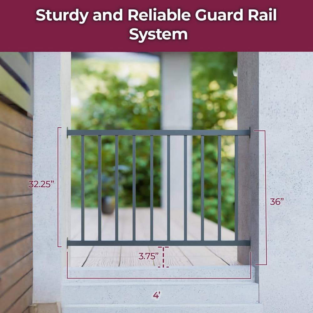 Angel Sar 48 in. H x 36 in. W Black Iron Stair Railing Kit, for Deck, Wrought Iron Deck Railing Kit and Porch Railing