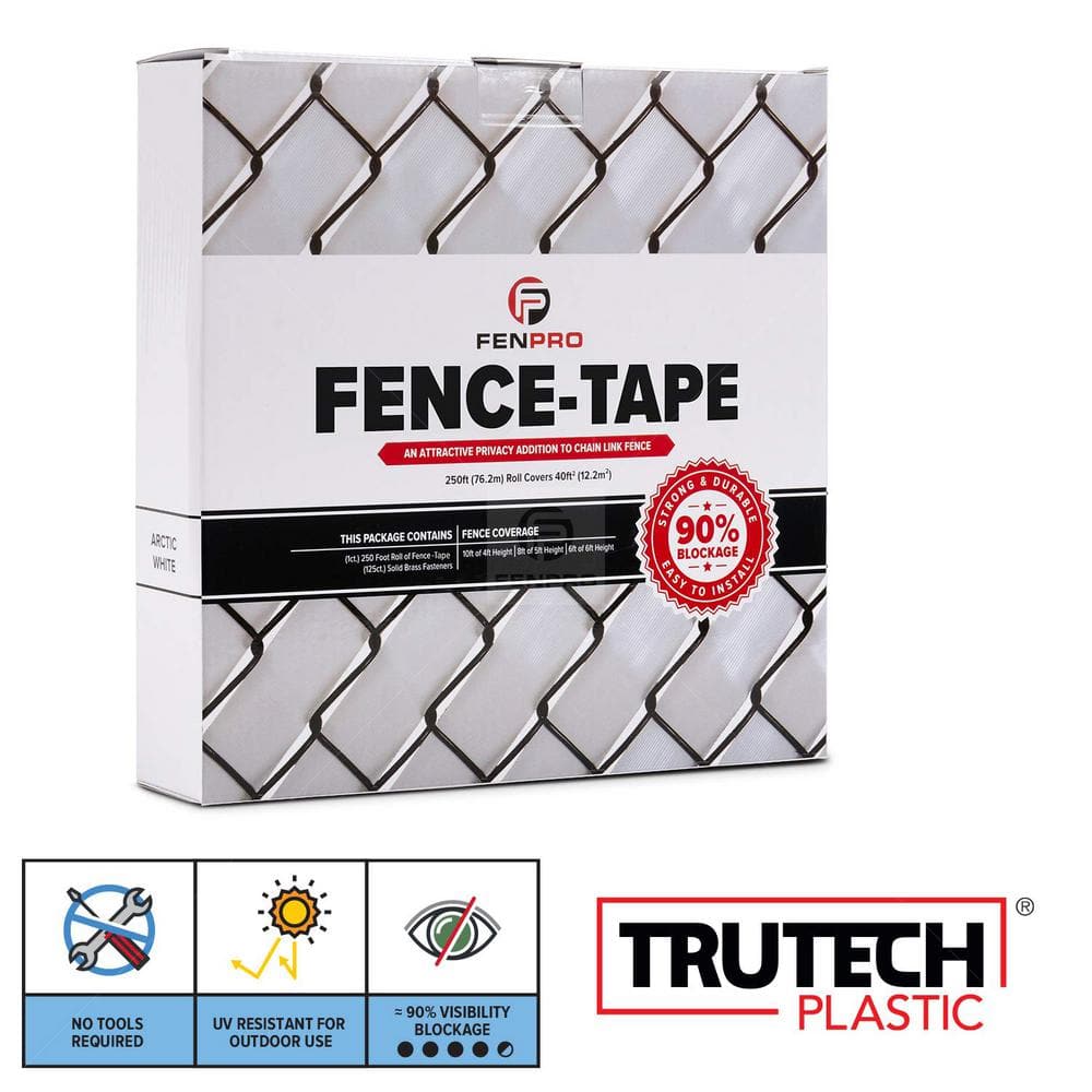 Angel Sar 40 sq. ft. 0.1 in. x 2 in. x 250 ft. Polyethylene (LDPE) White Privacy Slat Roll, Chain Link Fence Privacy Tape