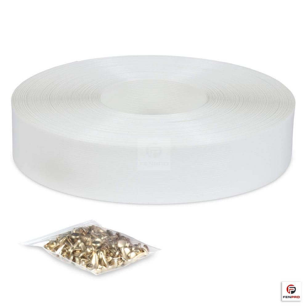 Angel Sar 40 sq. ft. 0.1 in. x 2 in. x 250 ft. Polyethylene (LDPE) White Privacy Slat Roll, Chain Link Fence Privacy Tape