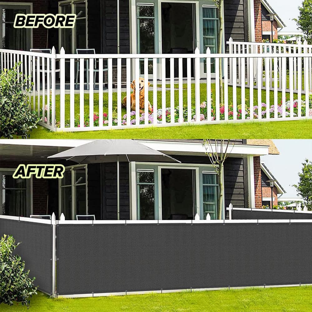 Angel Sar 3 x 10 ft. Charcoal Balcony Privacy Screen Fence Cover for Deck, Patio, Backyard, Outdoor Pool, Porch, Railing