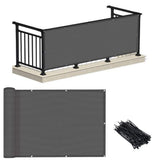 Angel Sar 3 x 10 ft. Charcoal Balcony Privacy Screen Fence Cover for Deck, Patio, Backyard, Outdoor Pool, Porch, Railing