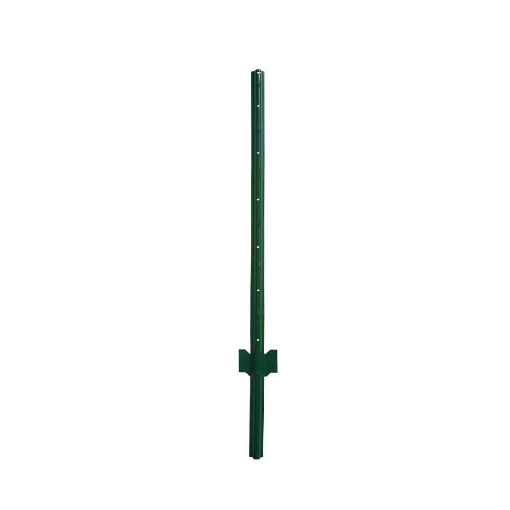 Angel Sar 48 in. x 1.2 in. x 1.2 in. Metal Fence Post U Post Green for Garden Wire Fence Steel Garden Post Sign Post (10-Pack)