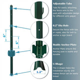Angel Sar 48 in. x 1.2 in. x 1.2 in. Metal Fence Post U Post Green for Garden Wire Fence Steel Garden Post Sign Post (10-Pack)