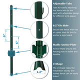 Angel Sar 60 in. x 1.2 in. x 1.2 in. Metal Fence Post U Post Green for Garden Wire Fence Steel Garden Post Sign Post (5-Pack)