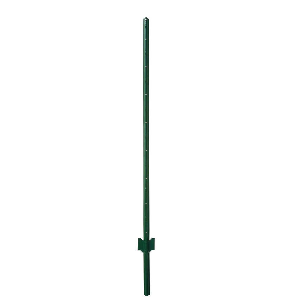 Angel Sar 60 in. x 1.2 in. x 1.2 in. Metal Fence Post U Post Green for Garden Wire Fence Steel Garden Post Sign Post (5-Pack)