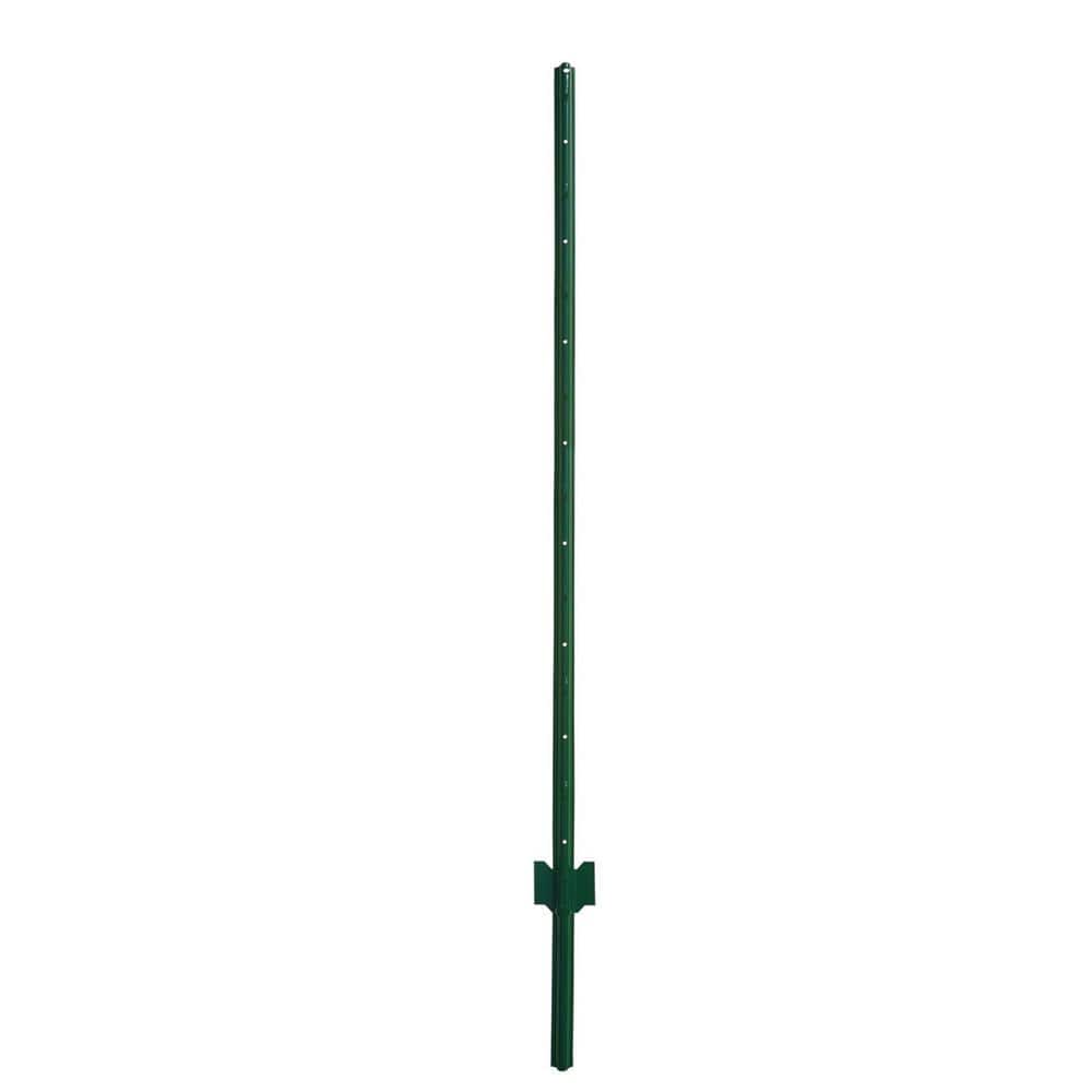 Angel Sar 60 in. x 1.2 in. x 1.2 in. Metal Fence Post U Post Green for Garden Wire Fence Steel Garden Post Sign Post (10-Pack)