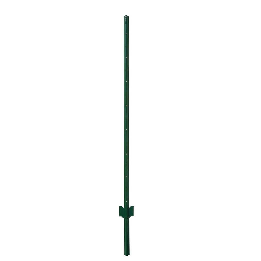 Angel Sar 60 in. x 1.2 in. x 1.2 in. Metal Fence Post U Post Green for Garden Wire Fence Steel Garden Post Sign Post (10-Pack)