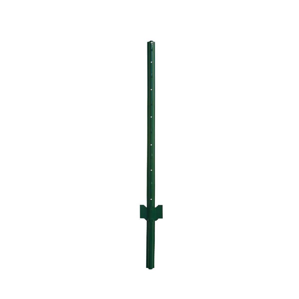 Angel Sar 48 in. x 1.2 in. x 1.2 in. Metal Fence Post U Post Green for Garden Wire Fence Steel Garden Post Sign Post (5-Pack)