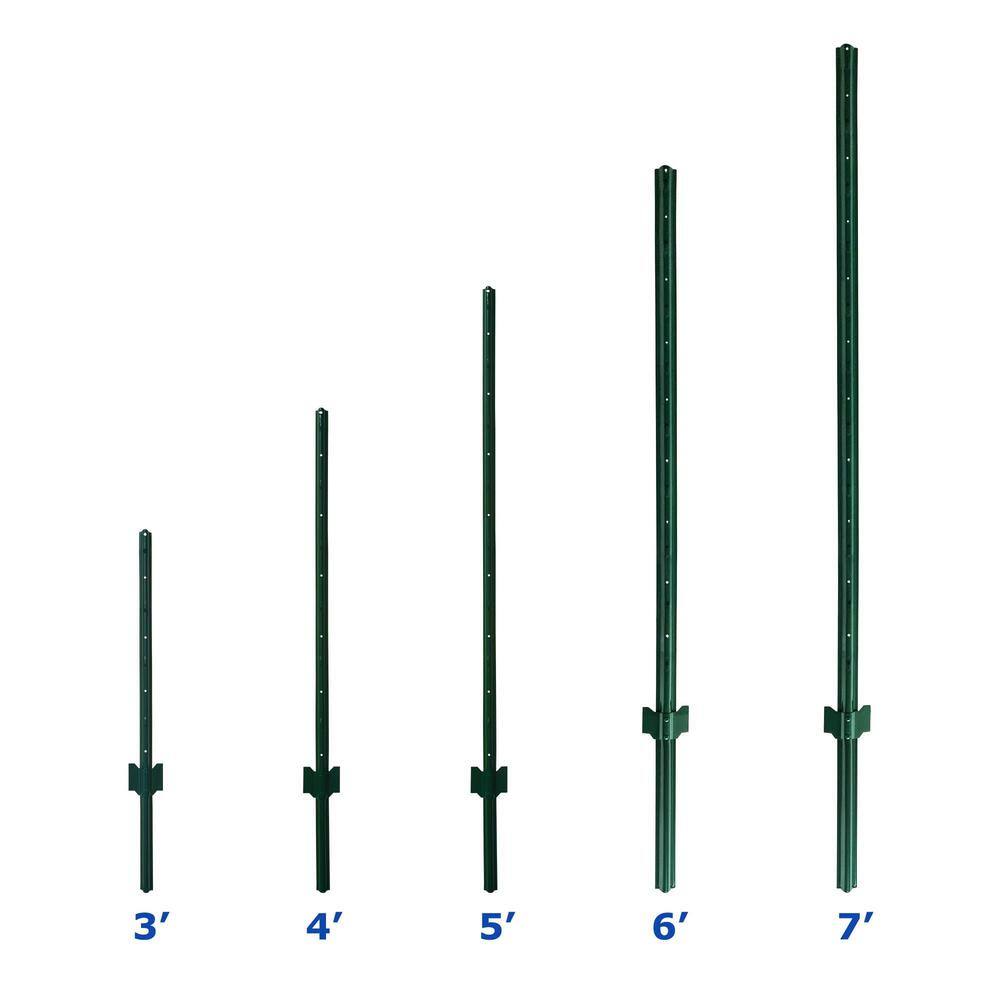 Angel Sar 48 in. x 1.2 in. x 1.2 in. Metal Fence Post U Post Green for Garden Wire Fence Steel Garden Post Sign Post (5-Pack)