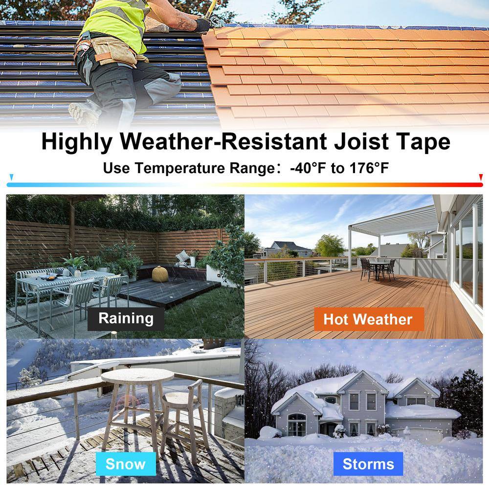 Angel Sar 6 in. x 50 ft. Flashing Deck Joist Butyl Tape, 6-Pack 2'' x 50' Joist Tape for Decking with Anti-Corrosion