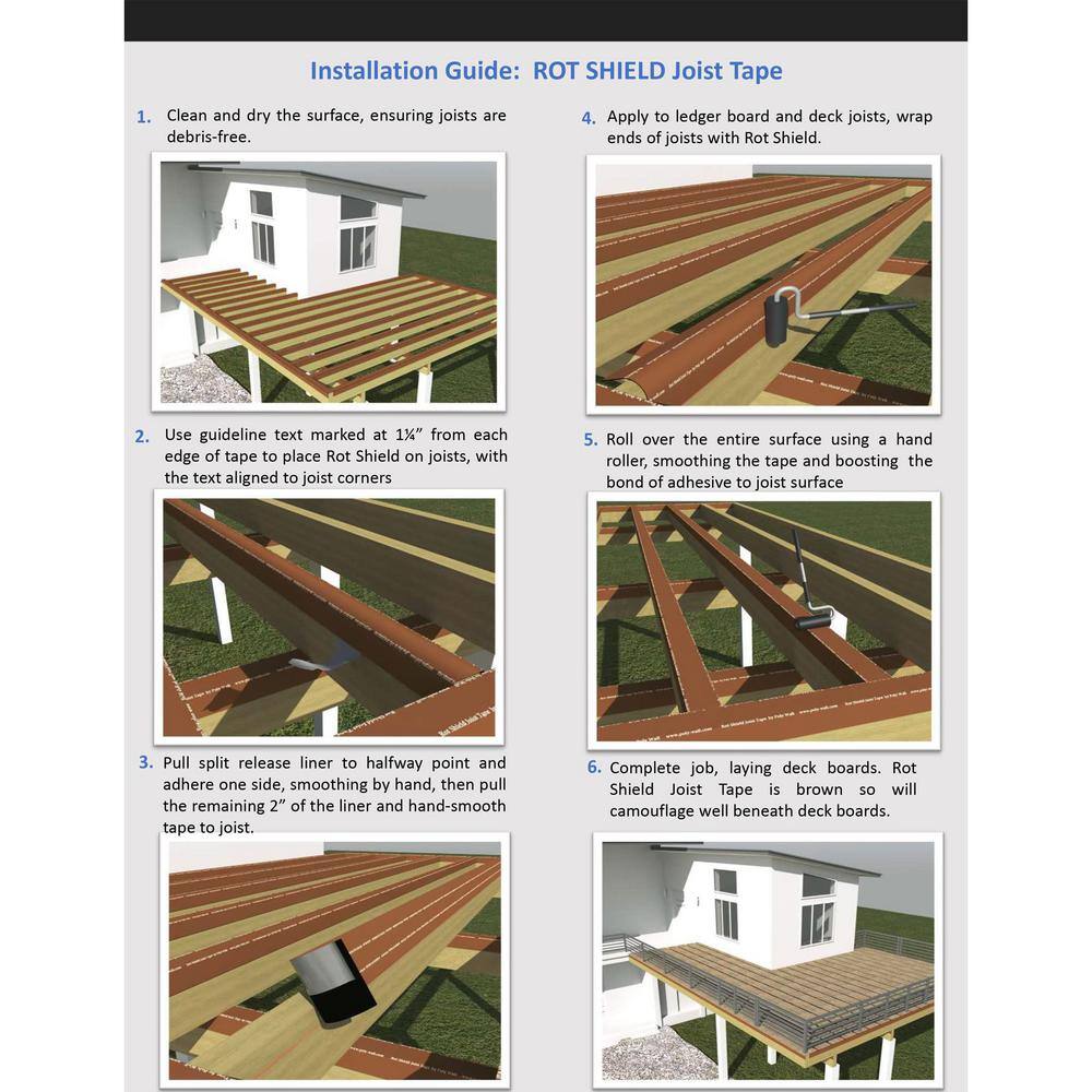 Angel Sar Deck Joist Tape, 4 in. x 100 ft. Weather-Resistant Deck Flashing for Wood Decks Beams Roof