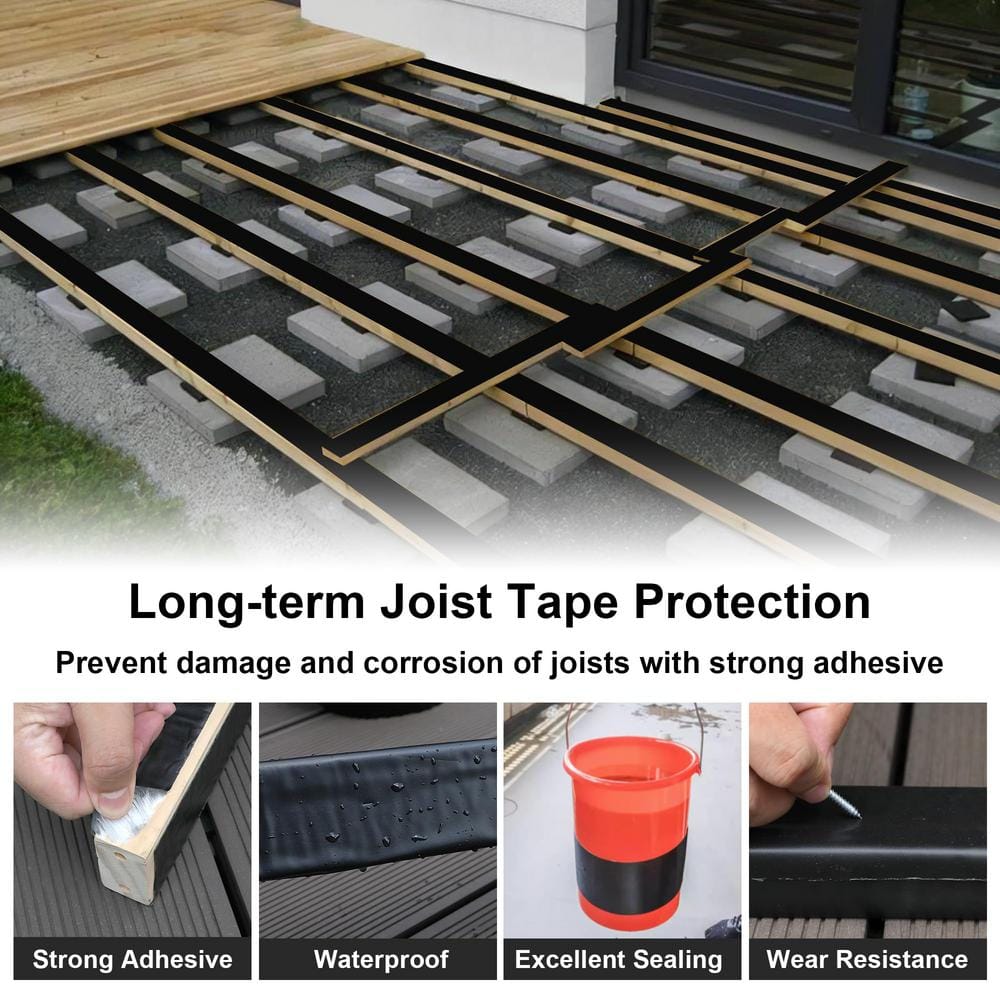 Angel Sar 6 in. x 50 ft. Flashing Deck Joist Butyl Tape, 4-Pack 2'' x 50' Joist Tape for Decking with Anti-Corrosion
