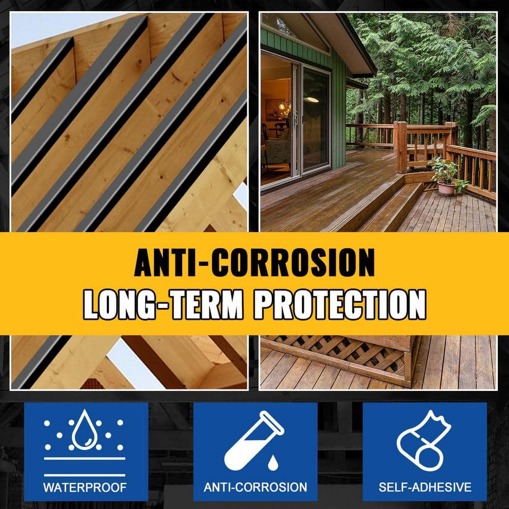 Angel Sar 2 in. x 50 ft. Deck Joist Butyl Tape, Weather-Resistant Deck Flashing for Wood Decks Beams Roof (2-Pack)