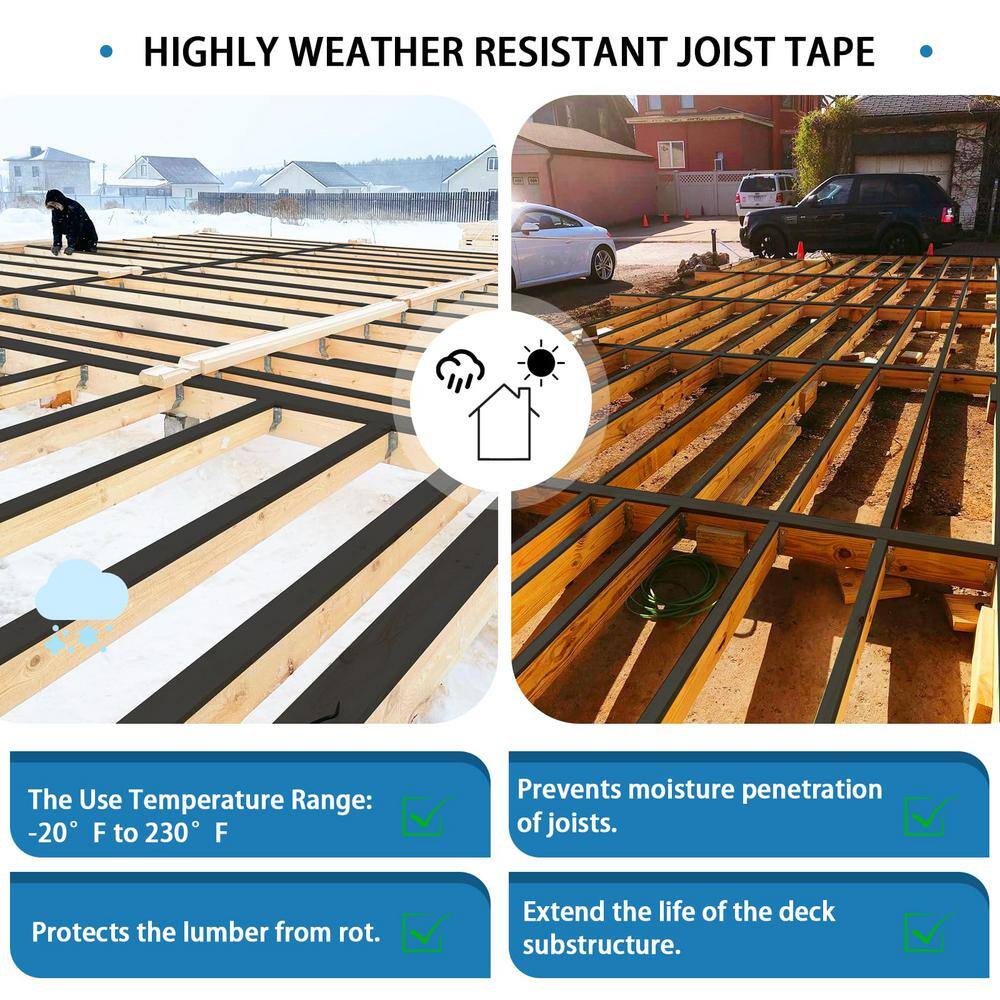 Angel Sar Deck Joist Tape, Weather-Resistant Deck Flashing for 6 in. x 50 ft. Wood Decks Beams Roof (2-Pack)