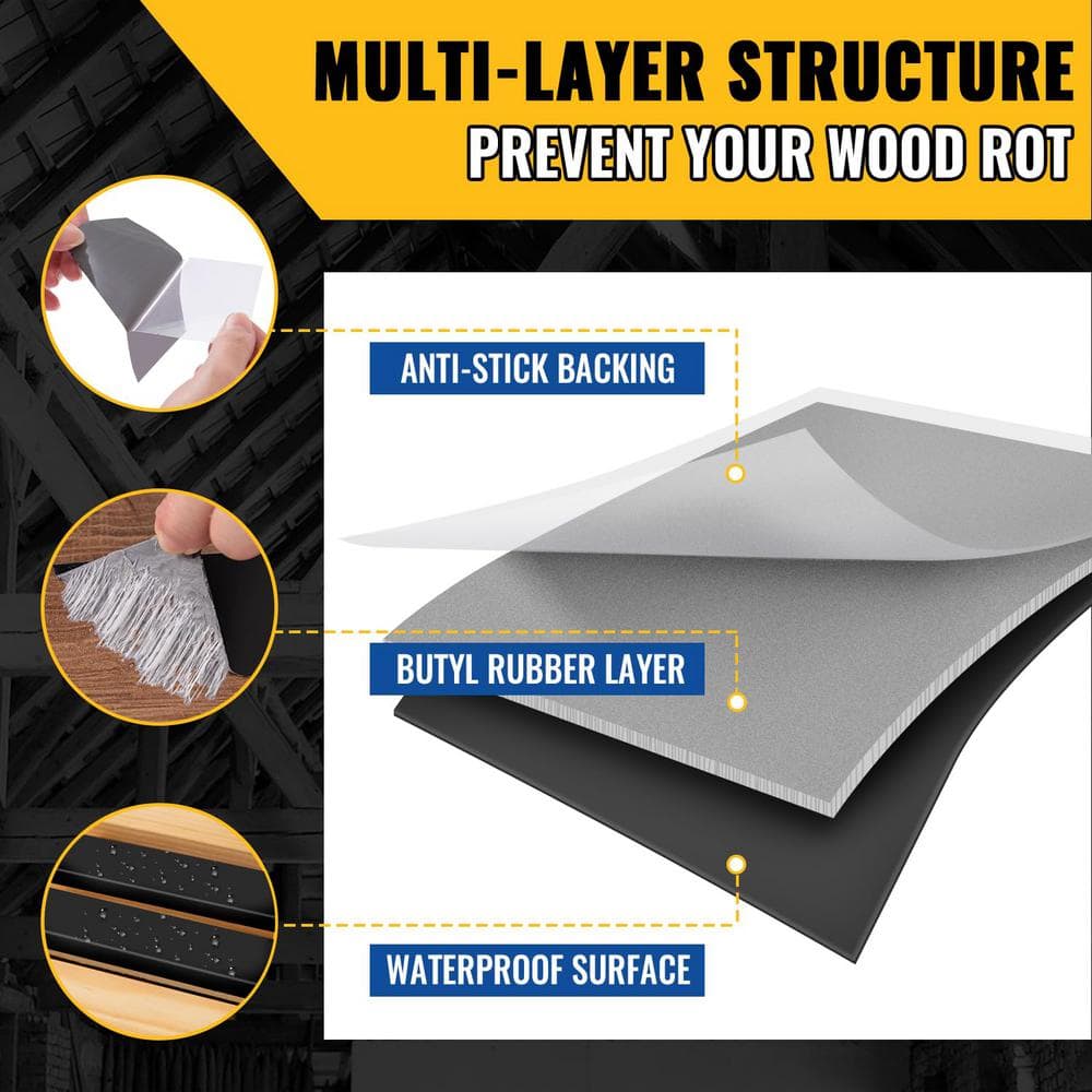 Angel Sar 1-5/8 in. x 50 ft. Deck Joist Butyl Tape, Weather-Resistant Deck Flashing for Wood Decks Beams Roof (6-Pack)