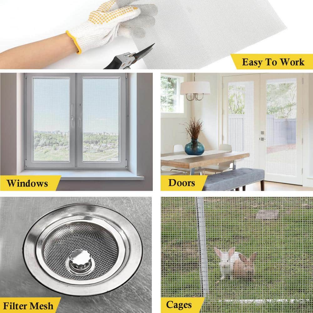 Angel Sar 47 in. x 10 ft. 304 Stainless Steel Woven Wire Mesh, Window Screen Mesh for Screen Replacement Attic Air Vent Cover