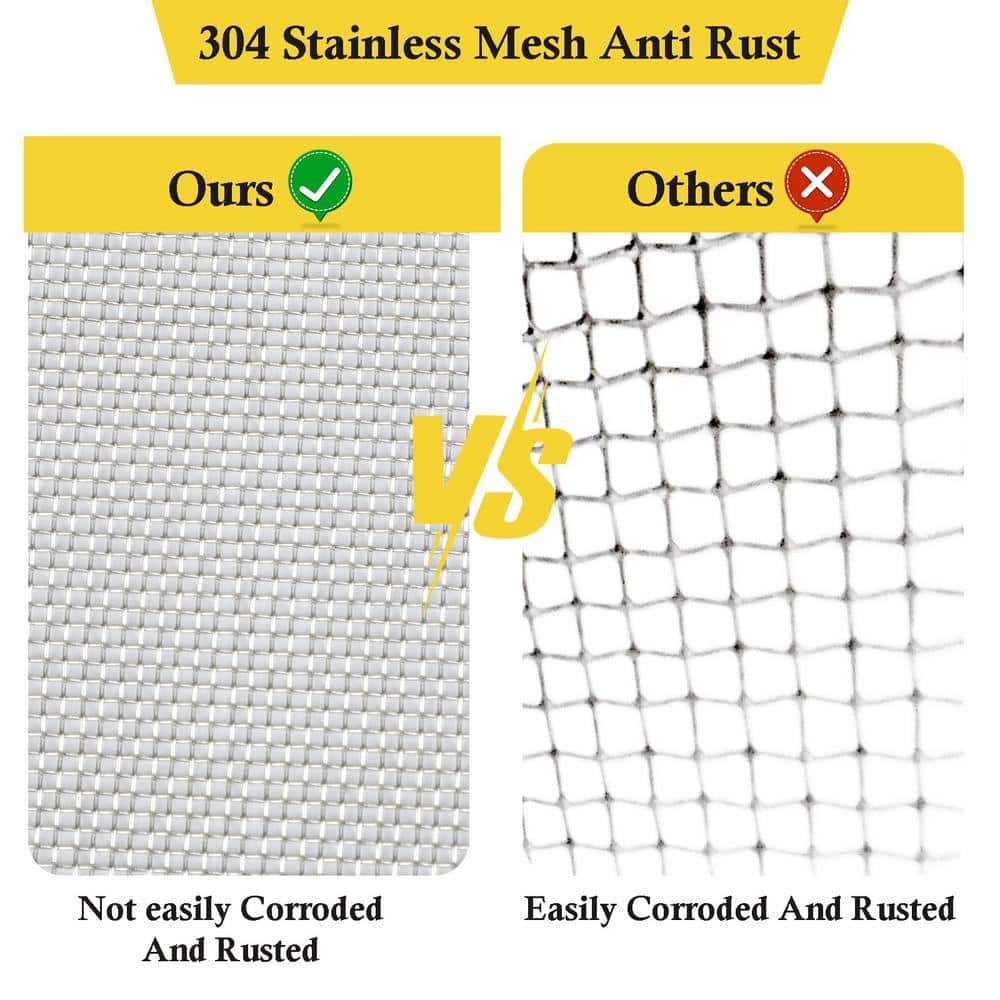 Angel Sar 47 in. x 10 ft. 304 Stainless Steel Woven Wire Mesh, Window Screen Mesh for Screen Replacement Attic Air Vent Cover