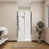 ANGELES HOME 32-33 3/8 in. W x 72 in. H Bi-Fold Semi-Frameless Shower Door in Chrome Finish with 1/4 in. Tempered Clear Glass