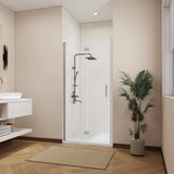 ANGELES HOME 32-33 3/8 in. W x 72 in. H Bi-Fold Semi-Frameless Shower Door in Chrome Finish with 1/4 in. Tempered Clear Glass