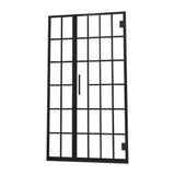 ANGELES HOME 34 in. W x 72 in. H Pivot Frameless Shower Door in Matte Black with Pattern Glass
