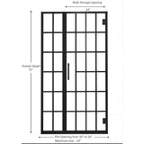 ANGELES HOME 34 in. W x 72 in. H Pivot Frameless Shower Door in Matte Black with Pattern Glass