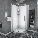ANGELES HOME 34-1/8 in. W x 72 in. H Neo Angle Pivot Semi Frameless Corner Shower Enclosure in Brushed Nickel Finish with Hardware