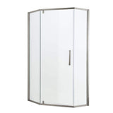 ANGELES HOME 34-1/8 in. W x 72 in. H Neo Angle Pivot Semi Frameless Corner Shower Enclosure in Brushed Nickel Finish with Hardware