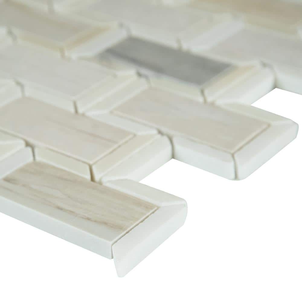 MSI Angora Framework 12 in. x 12 in. x 10mm Polished Marble Mesh-Mounted Mosaic Tile (10 sq. ft./Case)
