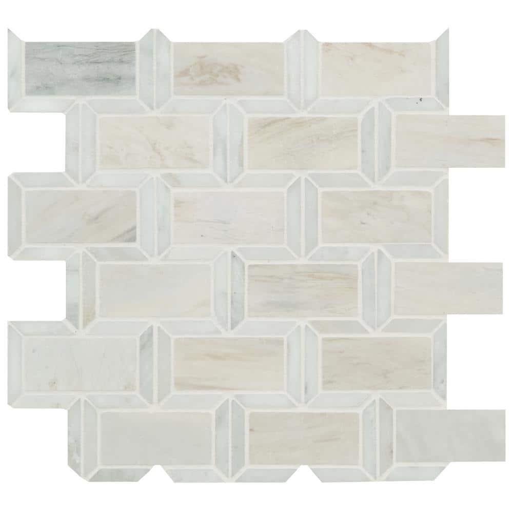 MSI Angora Framework 12 in. x 12 in. x 10mm Polished Marble Mesh-Mounted Mosaic Tile (10 sq. ft./Case)