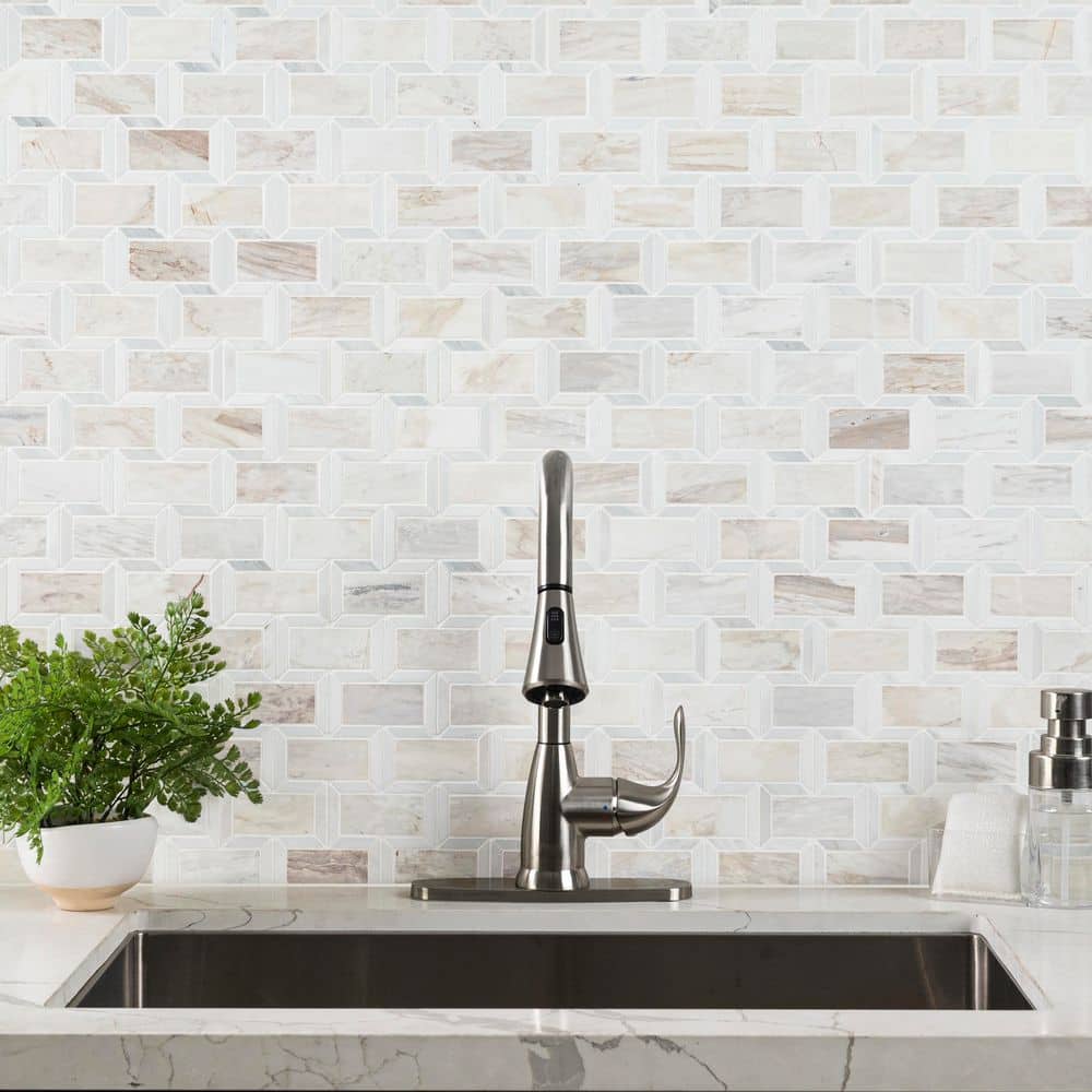 MSI Angora Framework 12 in. x 12 in. x 10mm Polished Marble Mesh-Mounted Mosaic Tile (10 sq. ft./Case)