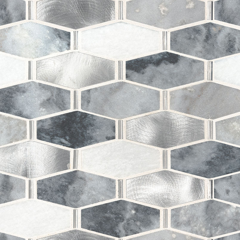 MSI Ankara 13 in. x 11.61 in. x 6mm Textured Stone Metal Mesh-Mounted Mosaic Tile (15.75 sq. ft. / case)