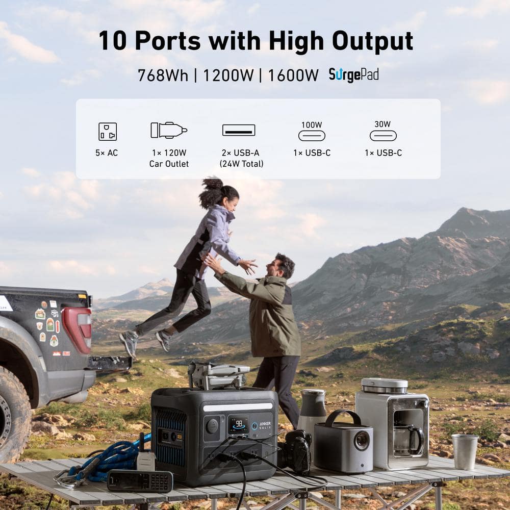 Anker SOLIX C800X Powerhouse 1200-Watt Push Button Start Battery Generator with Smart LED Display