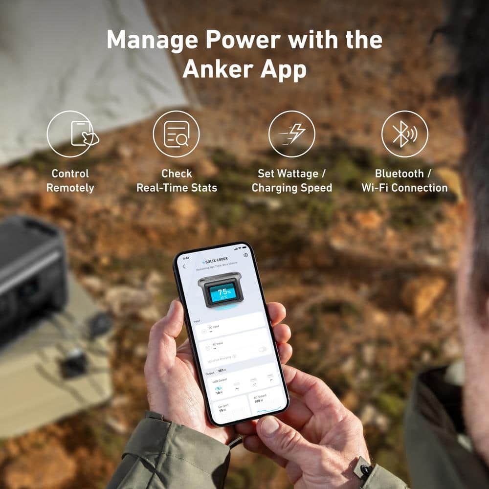 Anker SOLIX C800X Powerhouse 1200-Watt Push Button Start Battery Generator with Smart LED Display
