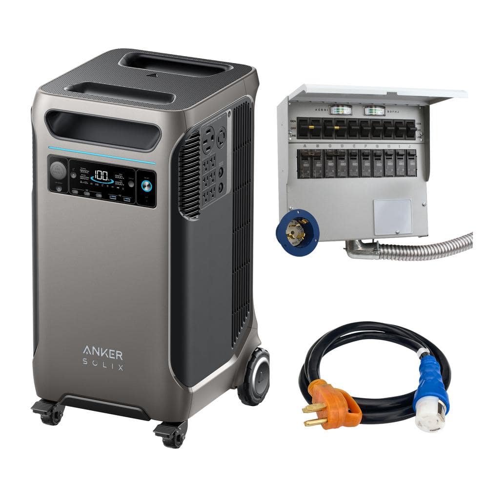 Anker 6000W/9000W Peak Push-Button Start Battery Generator SOLIX F3800 Gas Generator Replacement Solution w/a Transfer Switch