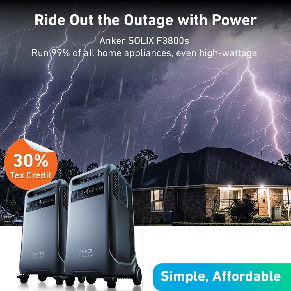 Anker 12000-Watt Output 2 SOLIX F3800s Push Button Start All-in-one Backup Power Station Solution for Home, RVs