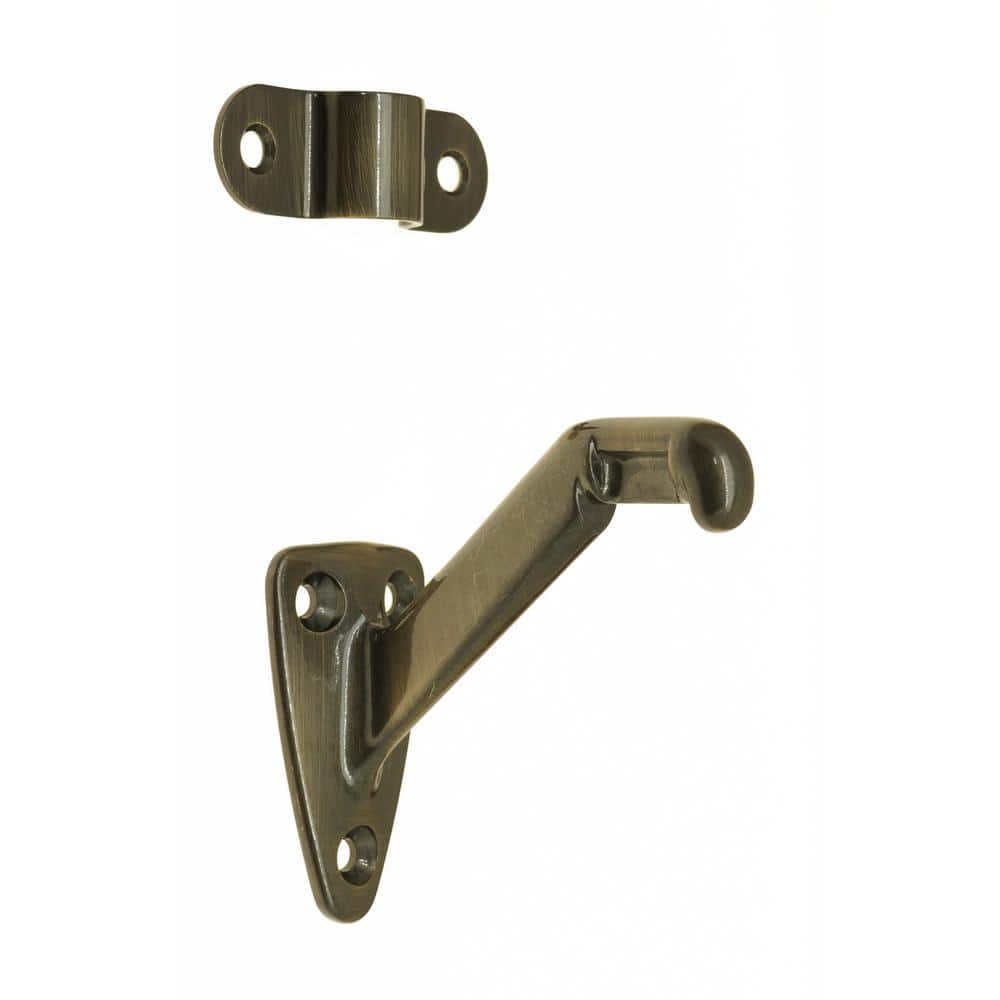 idh by St. Simons 3-1/4 in. Solid Brass Hand Rail Bracket in Antique Brass