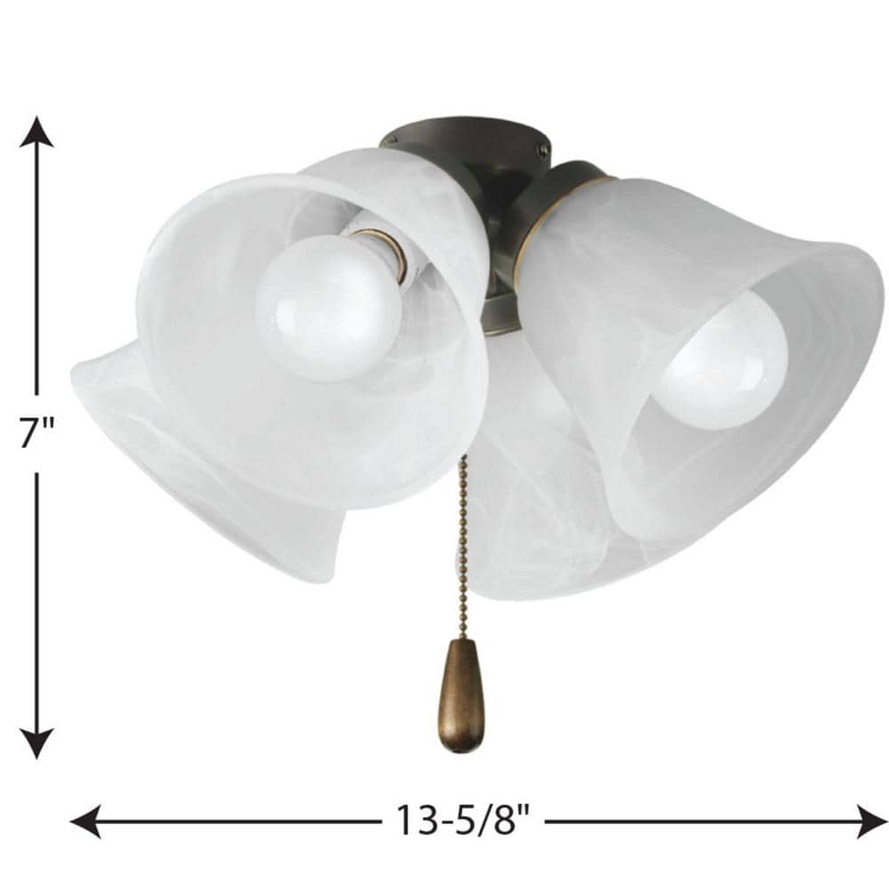 Progress Lighting Fan Light Kits Collection 4-Light Antique Bronze Ceiling Fan Light Kit