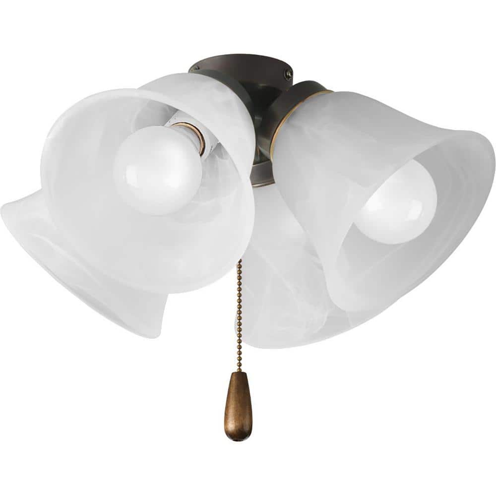 Progress Lighting Fan Light Kits Collection 4-Light Antique Bronze Ceiling Fan Light Kit