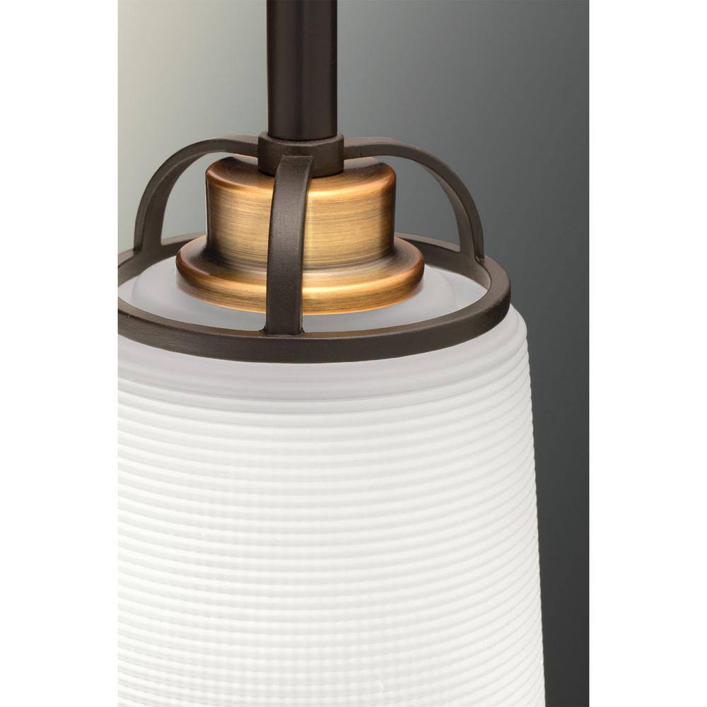 Progress Lighting West Village Collection 3-Light Antique Bronze Etched Double Prismatic Glass Farmhouse Chandelier Light