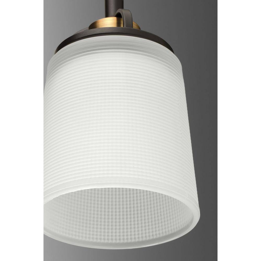 Progress Lighting West Village Collection 3-Light Antique Bronze Etched Double Prismatic Glass Farmhouse Chandelier Light