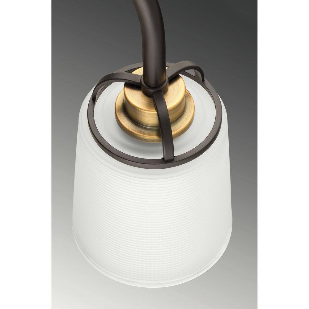Progress Lighting West Village Collection 3-Light Antique Bronze Etched Double Prismatic Glass Farmhouse Chandelier Light